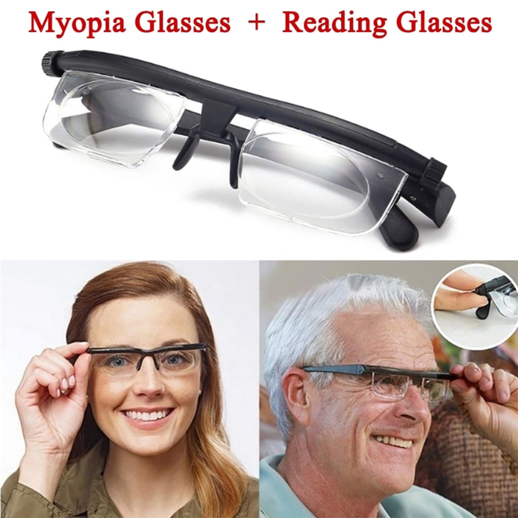 Adjustable Strength Lens Reading Myopia Glasses Eyewear Variable Focus Vision